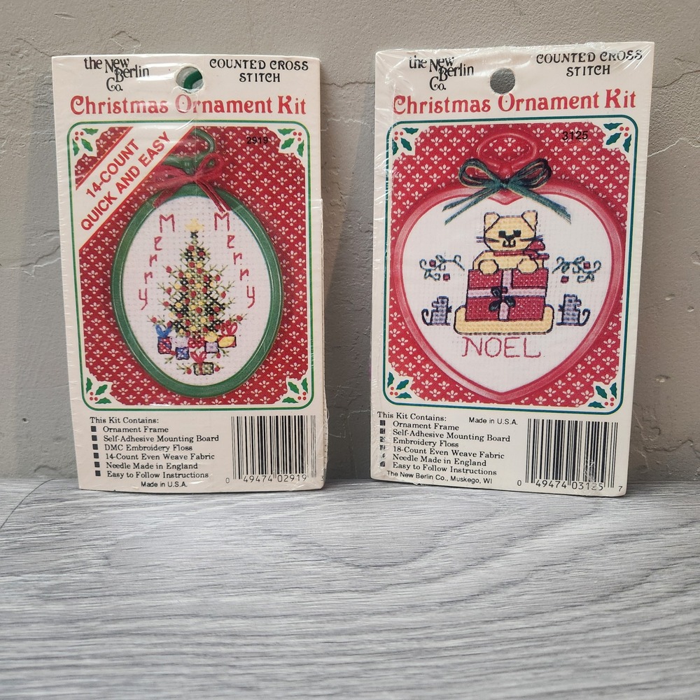 The‎ New Berlin Co Counted Cross Stitch Christmas Ornament Kit Noel Cat Gifts